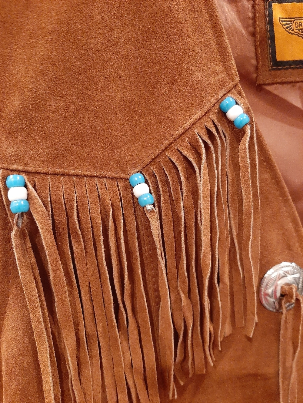 Dream Apparel Brown Suede Fringe Vest Western Concho Beaded Boho Women’s XL 1X - Picture 11 of 12